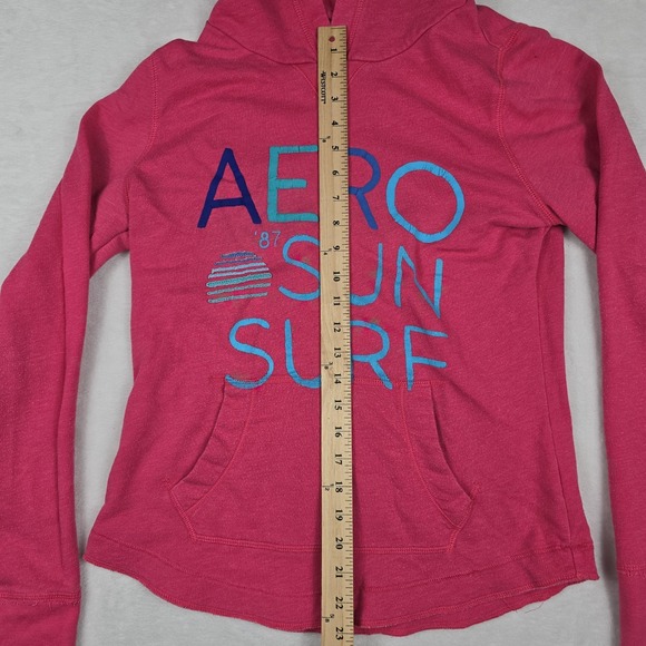 Aeropostale Y2K Juniors Size Large Pink Sun Surf Pullover Hoodie - Picture 3 of 7